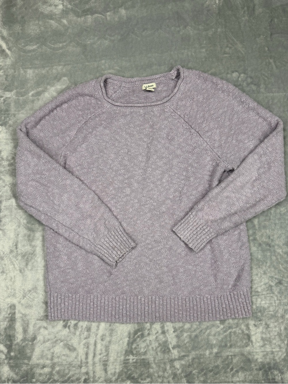 L.L. Bean Heather Lavender 100% Cotton Crewneck Sweater